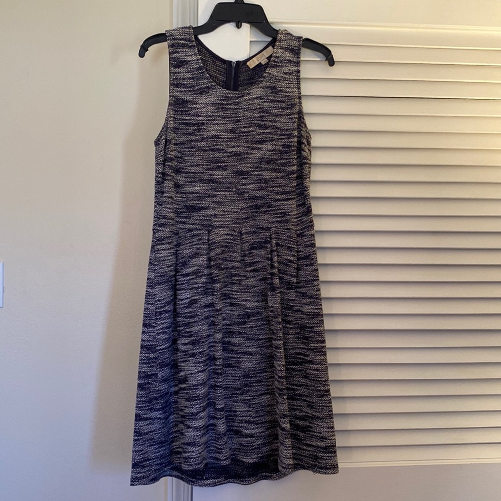 LOFT Pleated, Woven Cotton Swing Dress - Size 8